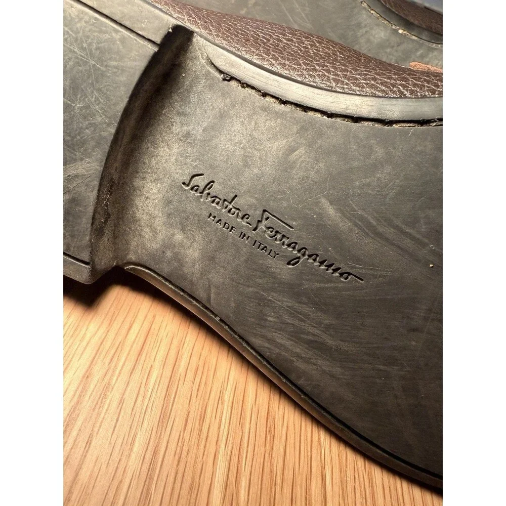 Salvatore Ferraro Men’s Brown Pebbled Leather Loafers Size 6 EEE Italy